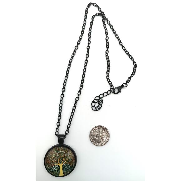 Tree of Life Pendant Necklace Stainless Steel Black Chain Hand Assembled 18–20" - Picture 3 of 3